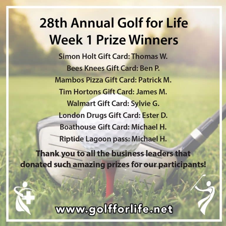 Golf for Life Week 1 Prize Winners