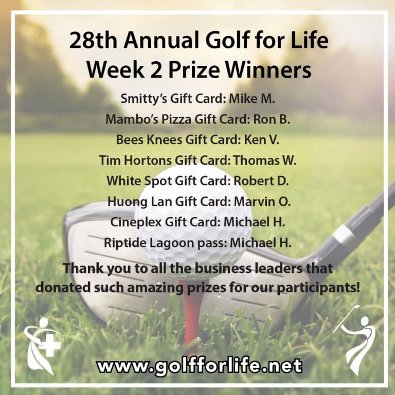 Golf for Life Week 2 Prize Winners