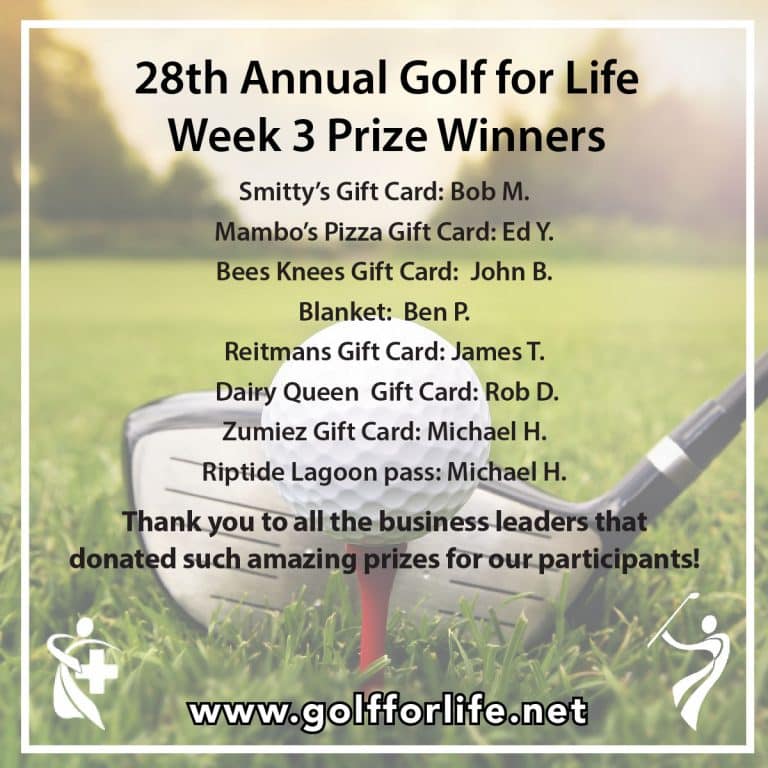 Golf for Life Week 3 Prize Winners